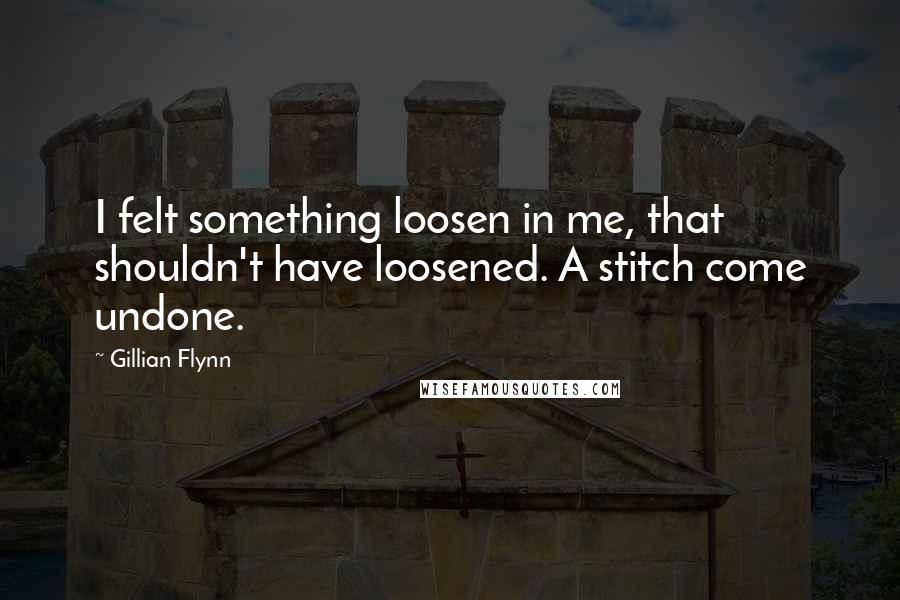 Gillian Flynn Quotes: I felt something loosen in me, that shouldn't have loosened. A stitch come undone.