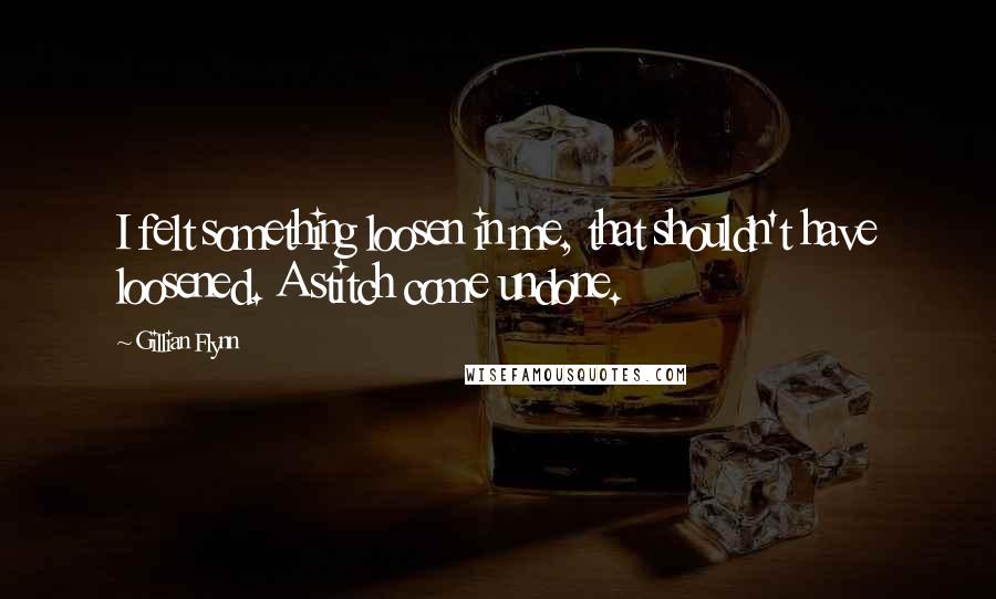 Gillian Flynn Quotes: I felt something loosen in me, that shouldn't have loosened. A stitch come undone.