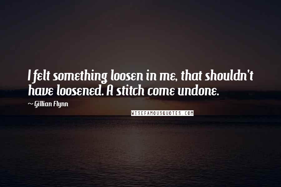 Gillian Flynn Quotes: I felt something loosen in me, that shouldn't have loosened. A stitch come undone.