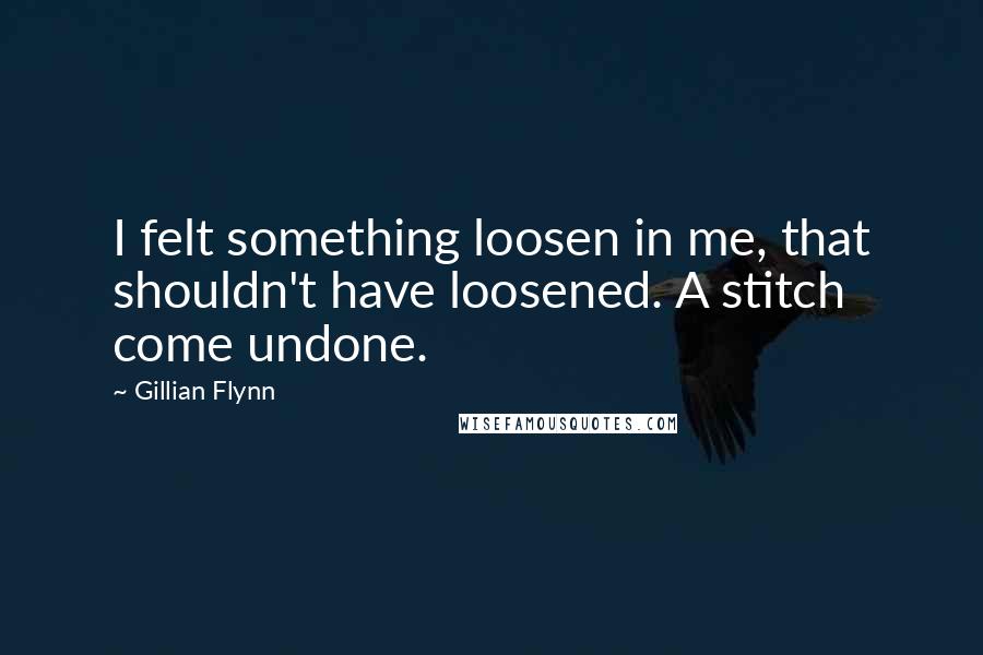 Gillian Flynn Quotes: I felt something loosen in me, that shouldn't have loosened. A stitch come undone.