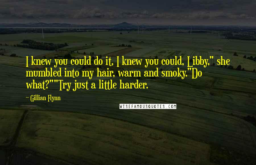 Gillian Flynn Quotes: I knew you could do it, I knew you could, Libby," she mumbled into my hair, warm and smoky."Do what?""Try just a little harder.