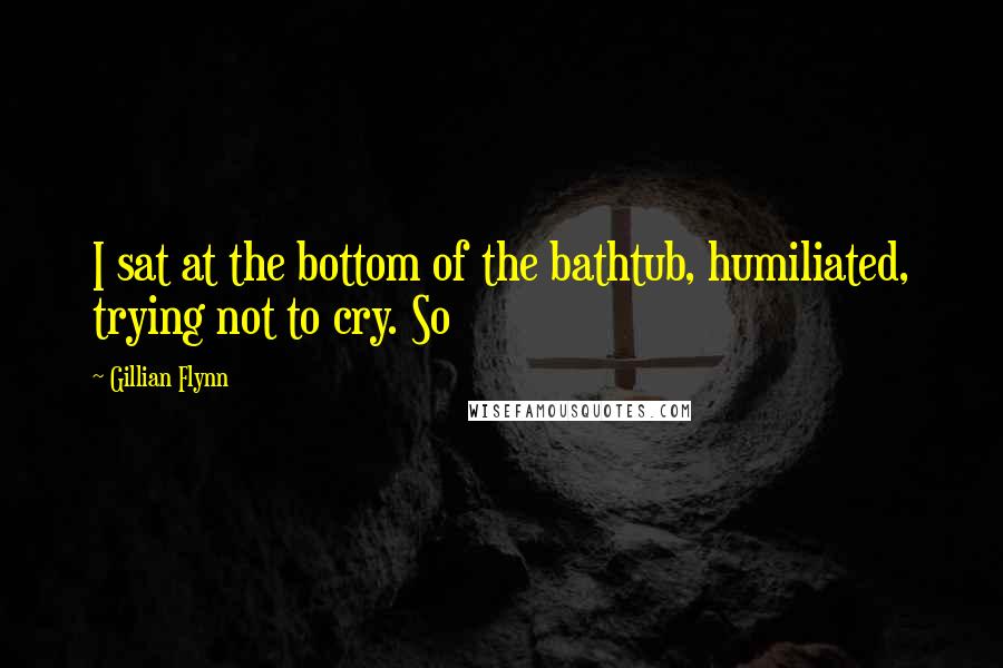 Gillian Flynn Quotes: I sat at the bottom of the bathtub, humiliated, trying not to cry. So