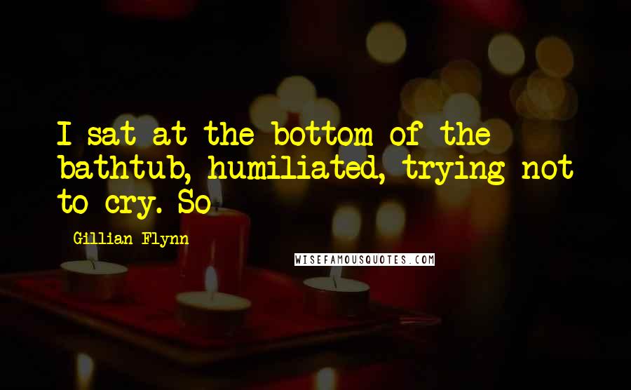 Gillian Flynn Quotes: I sat at the bottom of the bathtub, humiliated, trying not to cry. So