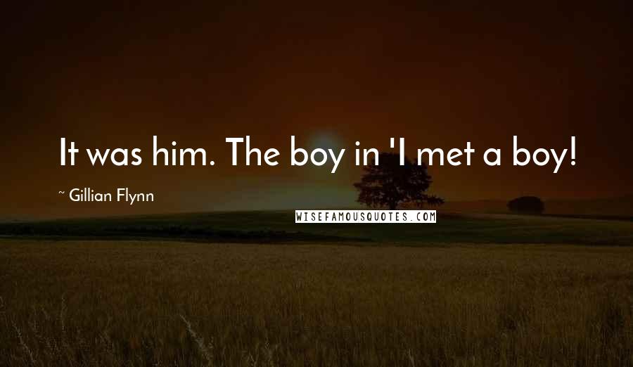 Gillian Flynn Quotes: It was him. The boy in 'I met a boy!