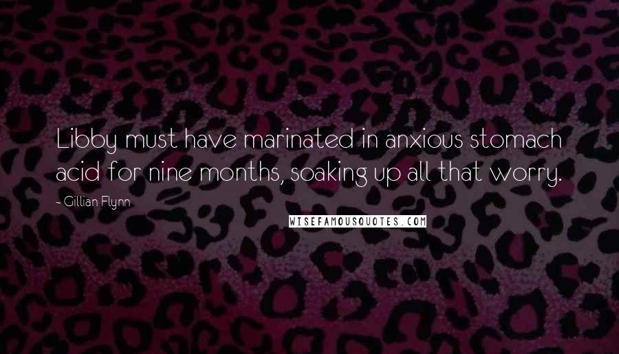Gillian Flynn Quotes: Libby must have marinated in anxious stomach acid for nine months, soaking up all that worry.