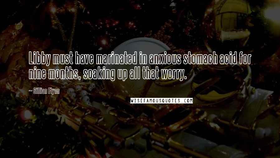 Gillian Flynn Quotes: Libby must have marinated in anxious stomach acid for nine months, soaking up all that worry.