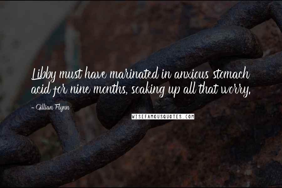 Gillian Flynn Quotes: Libby must have marinated in anxious stomach acid for nine months, soaking up all that worry.