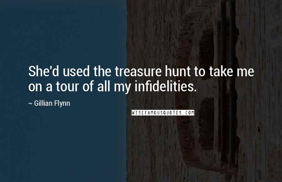 Gillian Flynn Quotes: She'd used the treasure hunt to take me on a tour of all my infidelities.