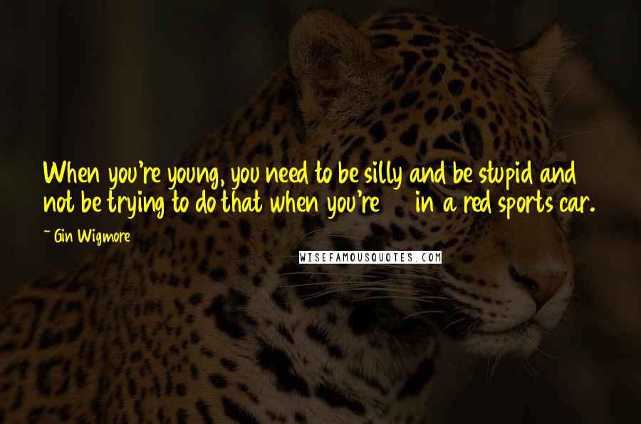 Gin Wigmore Quotes: When you're young, you need to be silly and be stupid and not be trying to do that when you're 40 in a red sports car.