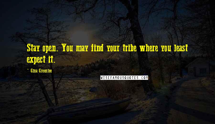 Gina Greenlee Quotes: Stay open. You may find your tribe where you least expect it.