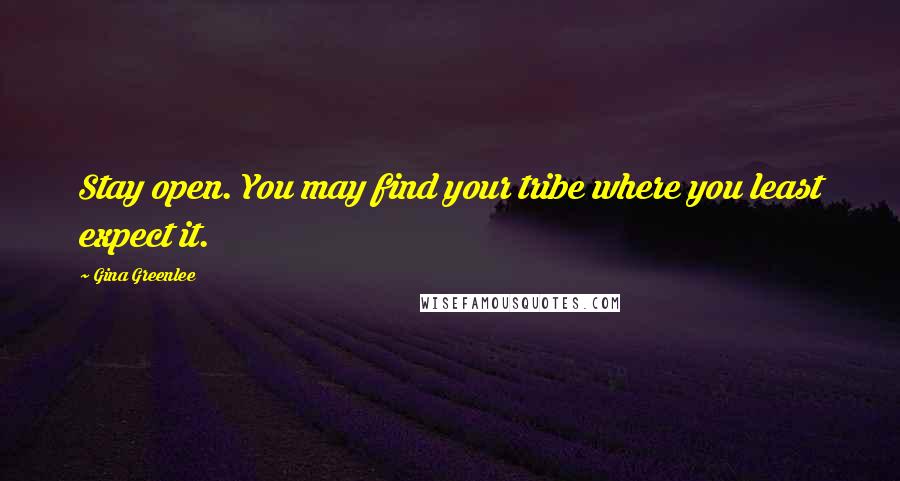 Gina Greenlee Quotes: Stay open. You may find your tribe where you least expect it.