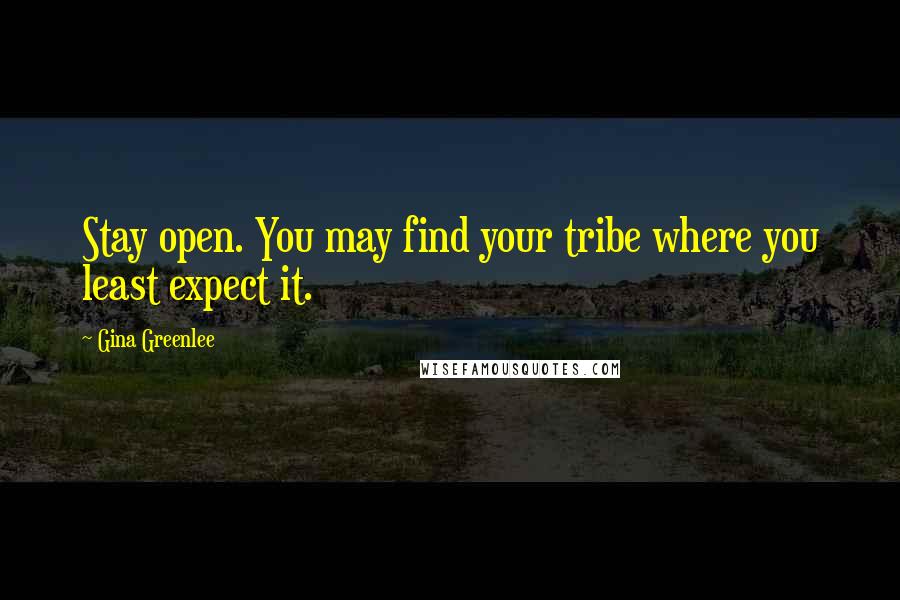 Gina Greenlee Quotes: Stay open. You may find your tribe where you least expect it.