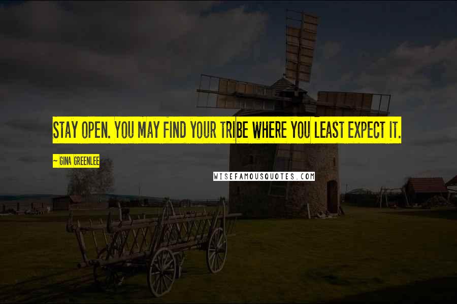 Gina Greenlee Quotes: Stay open. You may find your tribe where you least expect it.