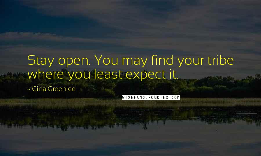 Gina Greenlee Quotes: Stay open. You may find your tribe where you least expect it.