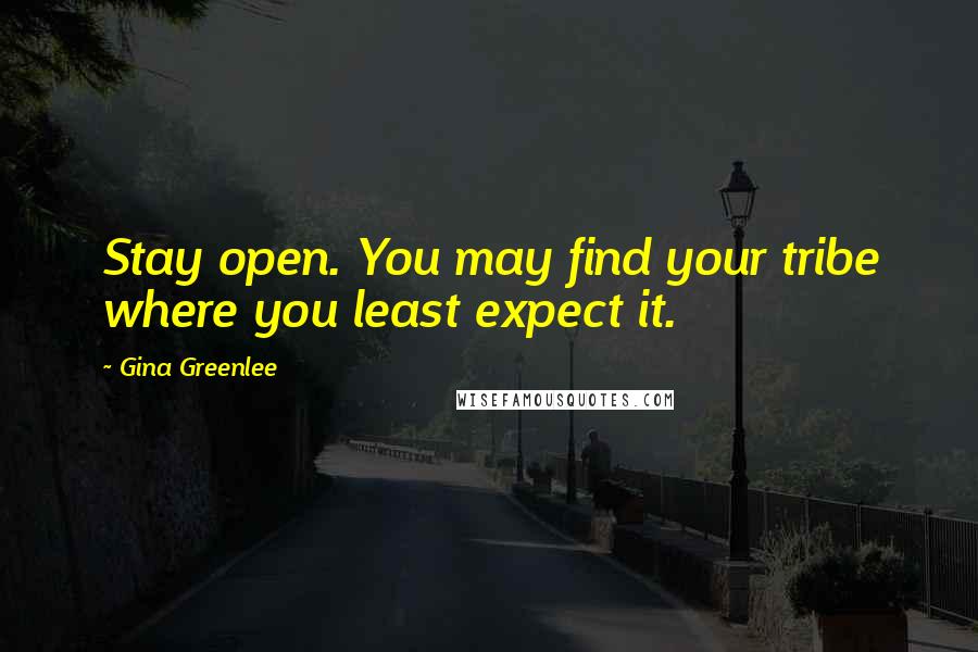 Gina Greenlee Quotes: Stay open. You may find your tribe where you least expect it.