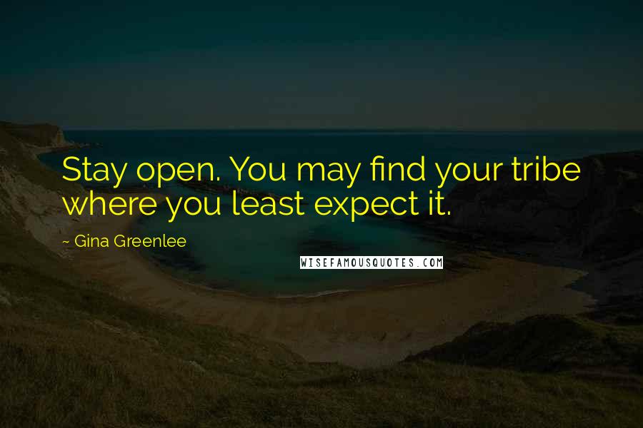 Gina Greenlee Quotes: Stay open. You may find your tribe where you least expect it.