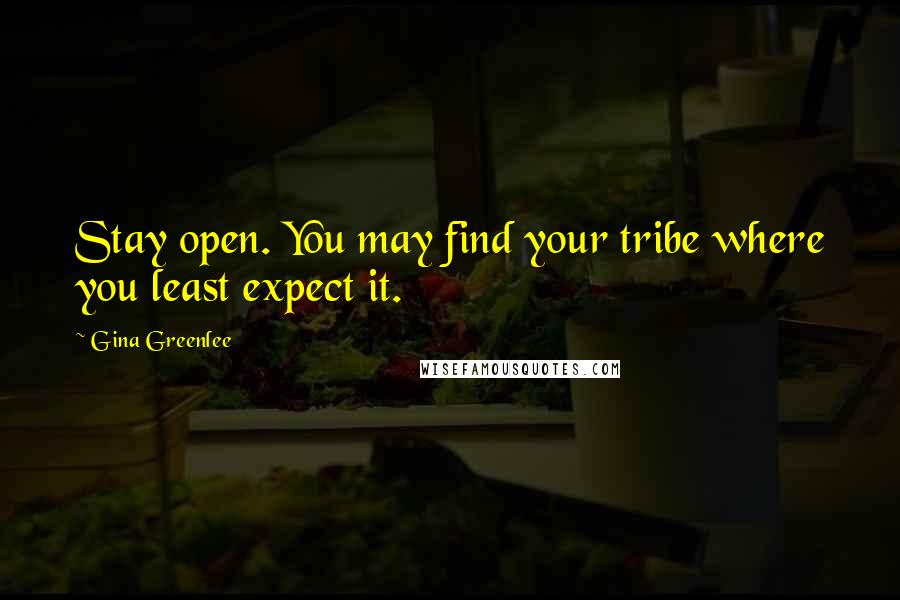 Gina Greenlee Quotes: Stay open. You may find your tribe where you least expect it.