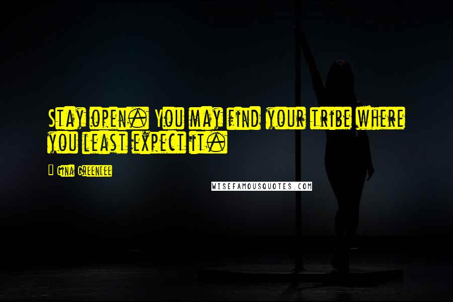 Gina Greenlee Quotes: Stay open. You may find your tribe where you least expect it.