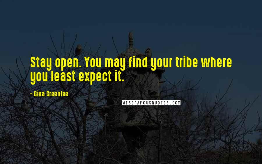 Gina Greenlee Quotes: Stay open. You may find your tribe where you least expect it.