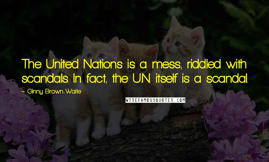 Ginny Brown-Waite Quotes: The United Nations is a mess, riddled with scandals. In fact, the U.N. itself is a scandal.