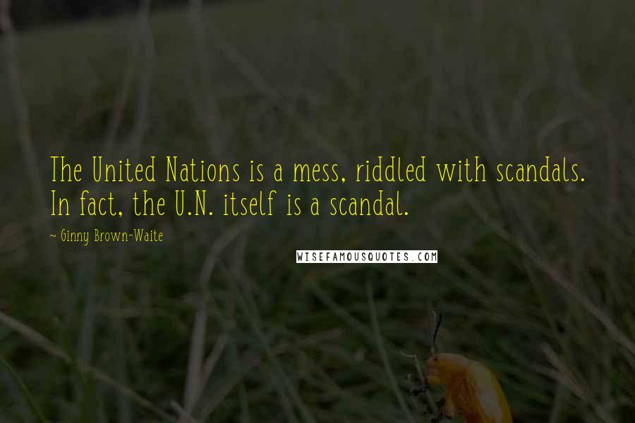 Ginny Brown-Waite Quotes: The United Nations is a mess, riddled with scandals. In fact, the U.N. itself is a scandal.