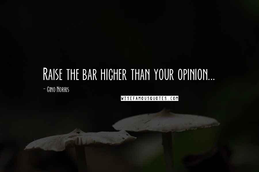 Gino Norris Quotes: Raise the bar higher than your opinion...