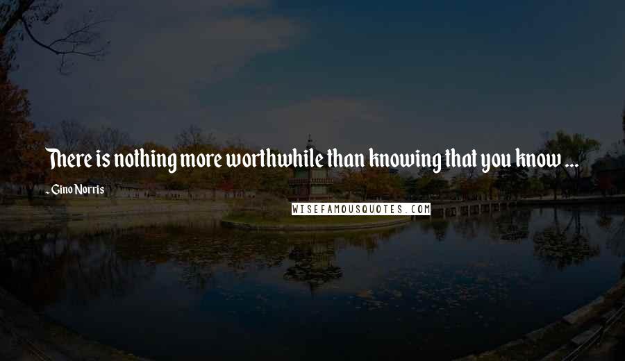 Gino Norris Quotes: There is nothing more worthwhile than knowing that you know ...