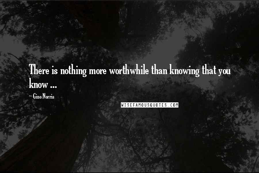 Gino Norris Quotes: There is nothing more worthwhile than knowing that you know ...