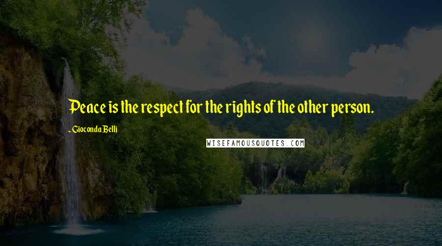 Gioconda Belli Quotes: Peace is the respect for the rights of the other person.