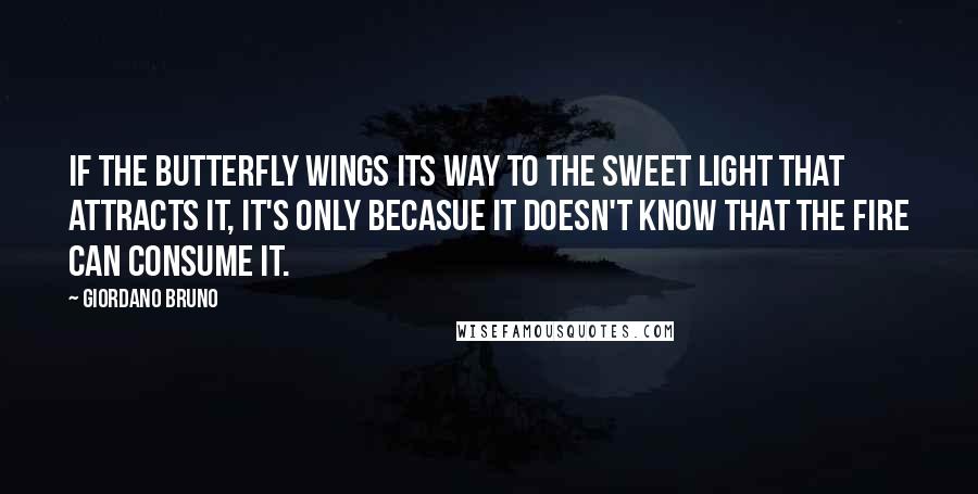 Giordano Bruno Quotes: If the butterfly wings its way to the sweet light that attracts it, it's only becasue it doesn't know that the fire can consume it.