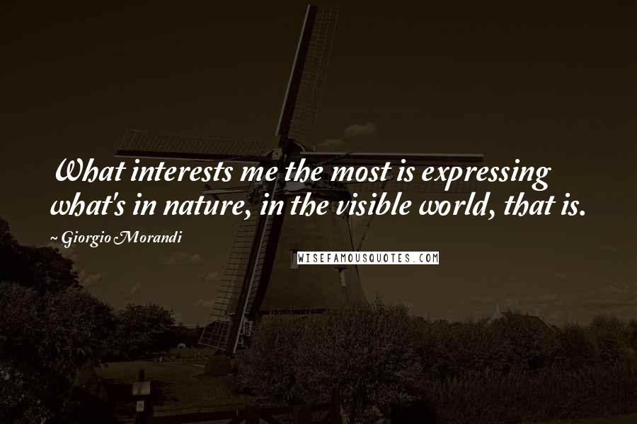 Giorgio Morandi Quotes: What interests me the most is expressing what's in nature, in the visible world, that is.