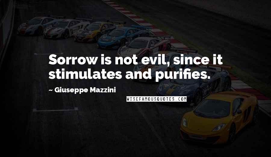 Giuseppe Mazzini Quotes: Sorrow is not evil, since it stimulates and purifies.