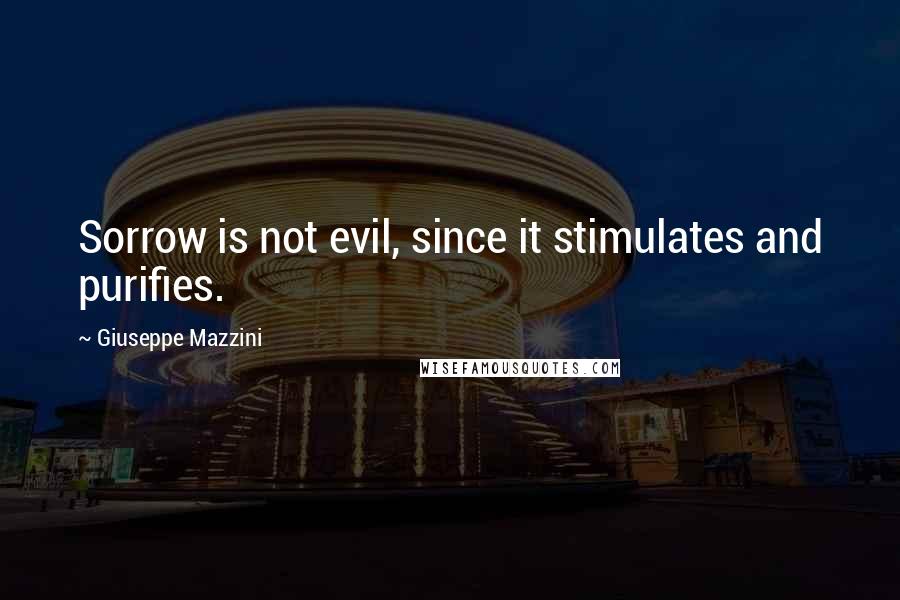 Giuseppe Mazzini Quotes: Sorrow is not evil, since it stimulates and purifies.