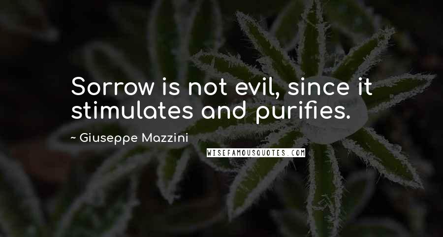 Giuseppe Mazzini Quotes: Sorrow is not evil, since it stimulates and purifies.