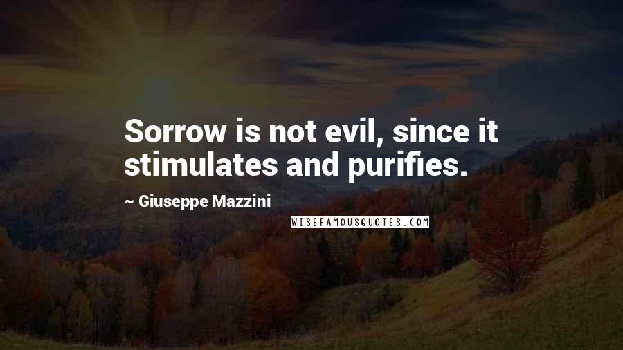 Giuseppe Mazzini Quotes: Sorrow is not evil, since it stimulates and purifies.