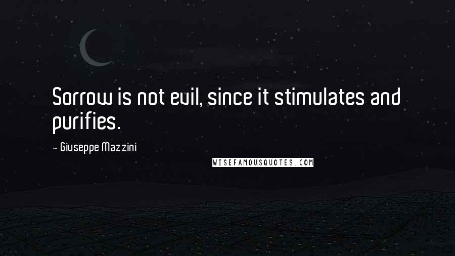 Giuseppe Mazzini Quotes: Sorrow is not evil, since it stimulates and purifies.