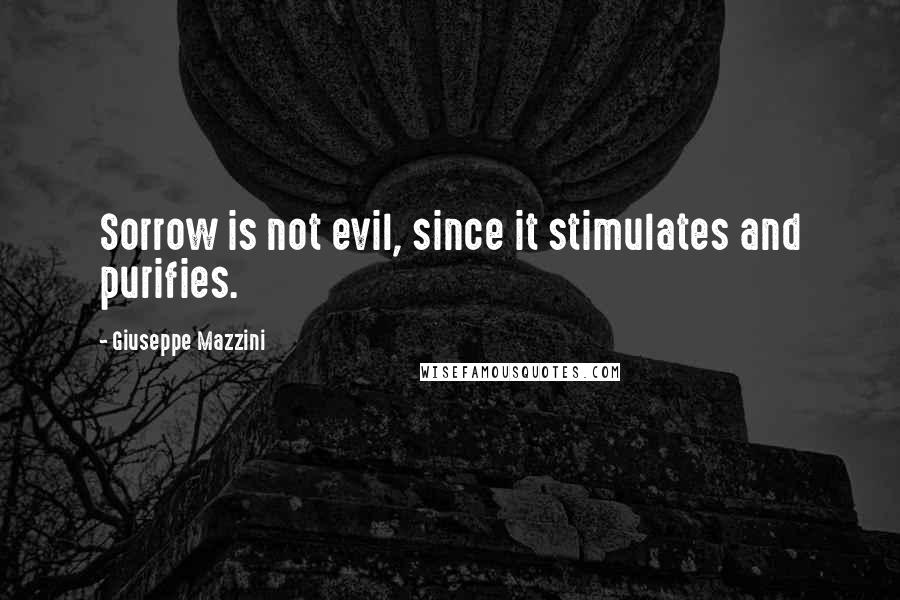 Giuseppe Mazzini Quotes: Sorrow is not evil, since it stimulates and purifies.