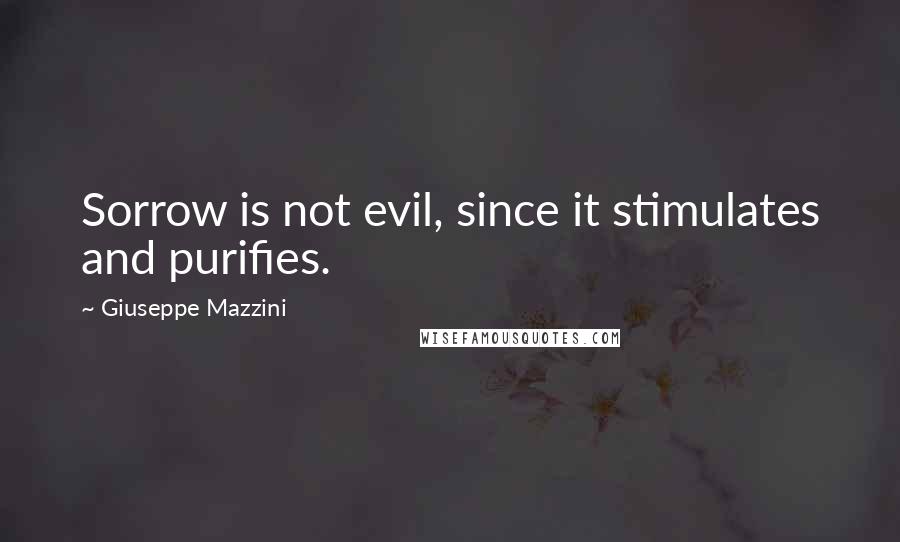 Giuseppe Mazzini Quotes: Sorrow is not evil, since it stimulates and purifies.