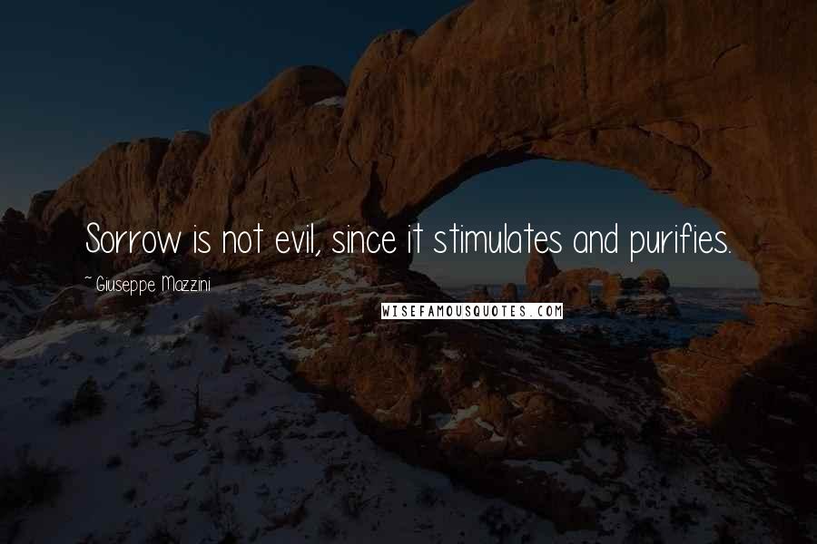 Giuseppe Mazzini Quotes: Sorrow is not evil, since it stimulates and purifies.