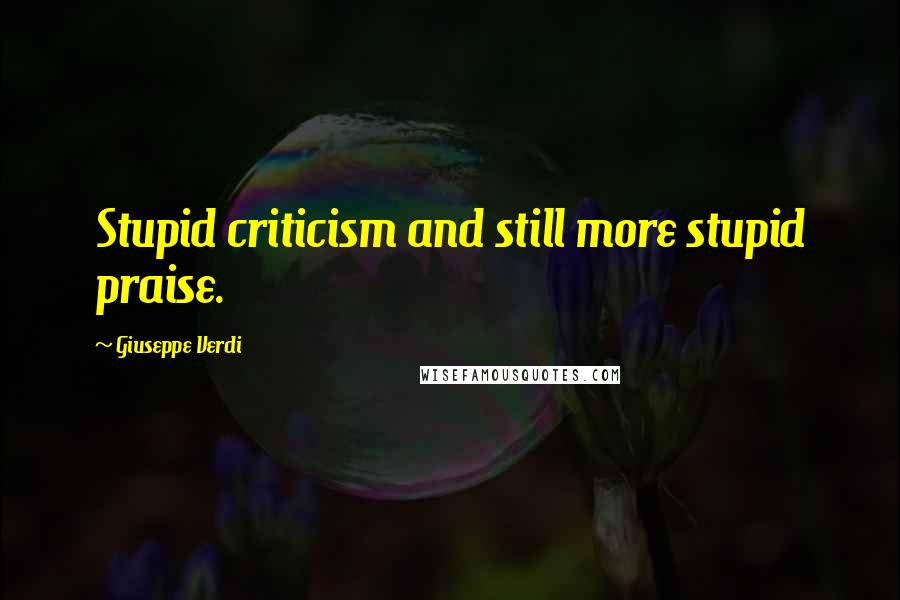 Giuseppe Verdi Quotes: Stupid criticism and still more stupid praise.