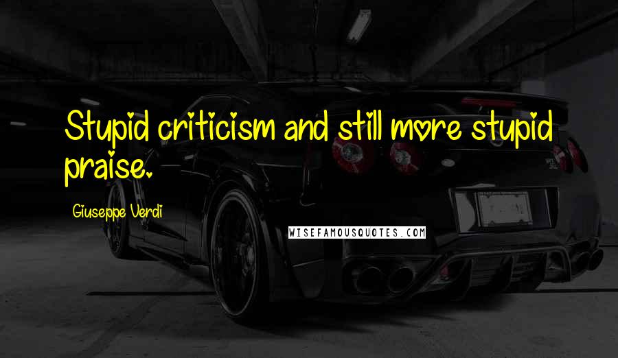 Giuseppe Verdi Quotes: Stupid criticism and still more stupid praise.