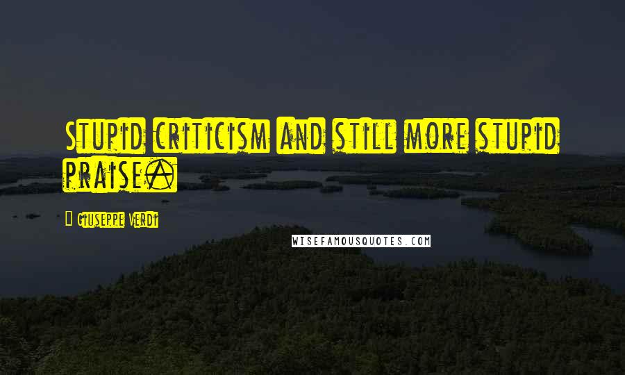 Giuseppe Verdi Quotes: Stupid criticism and still more stupid praise.