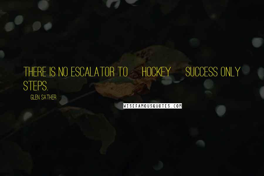 Glen Sather Quotes: There is no escalator to [hockey] success only steps.