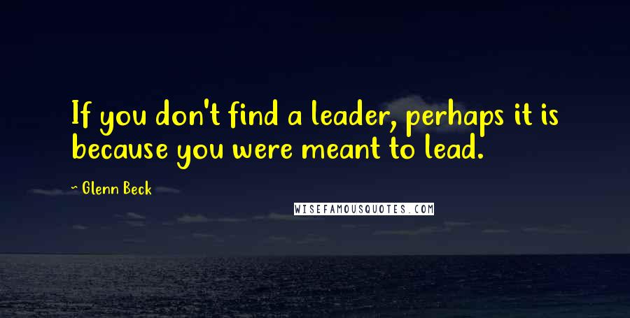 Glenn Beck Quotes: If you don't find a leader, perhaps it is because you were meant to lead.