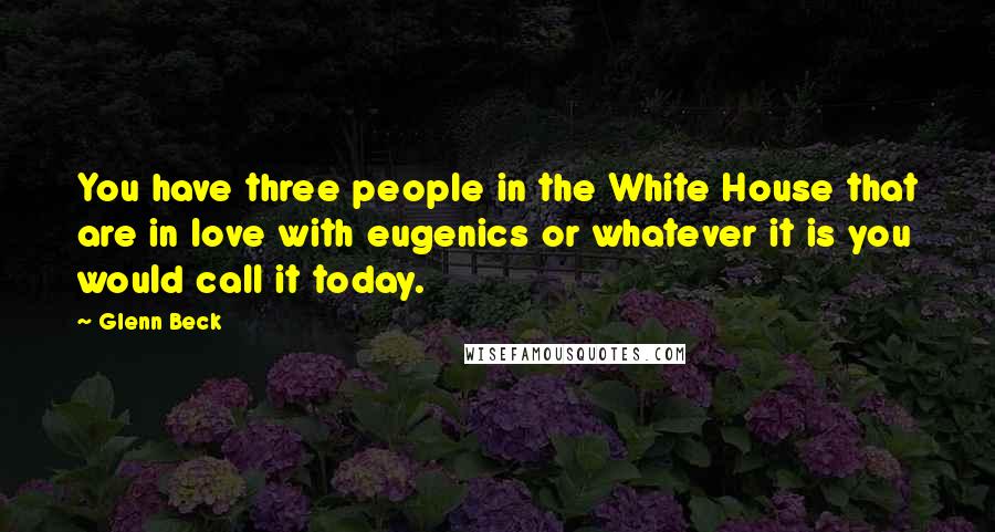 Glenn Beck Quotes: You have three people in the White House that are in love with eugenics or whatever it is you would call it today.