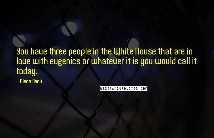 Glenn Beck Quotes: You have three people in the White House that are in love with eugenics or whatever it is you would call it today.