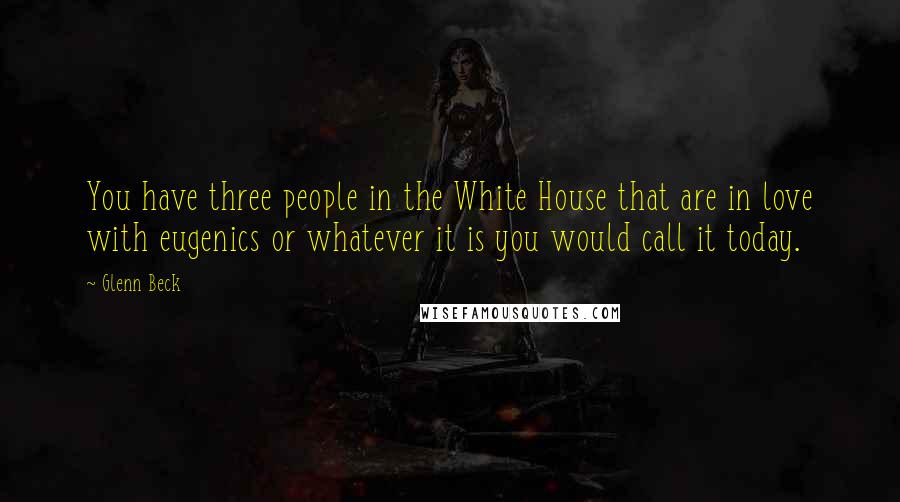 Glenn Beck Quotes: You have three people in the White House that are in love with eugenics or whatever it is you would call it today.