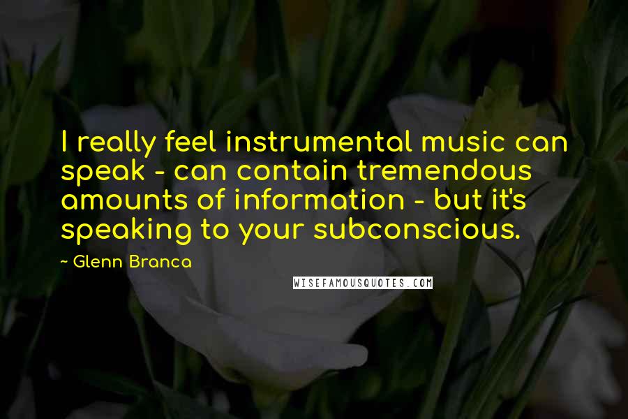 Glenn Branca Quotes: I really feel instrumental music can speak - can contain tremendous amounts of information - but it's speaking to your subconscious.