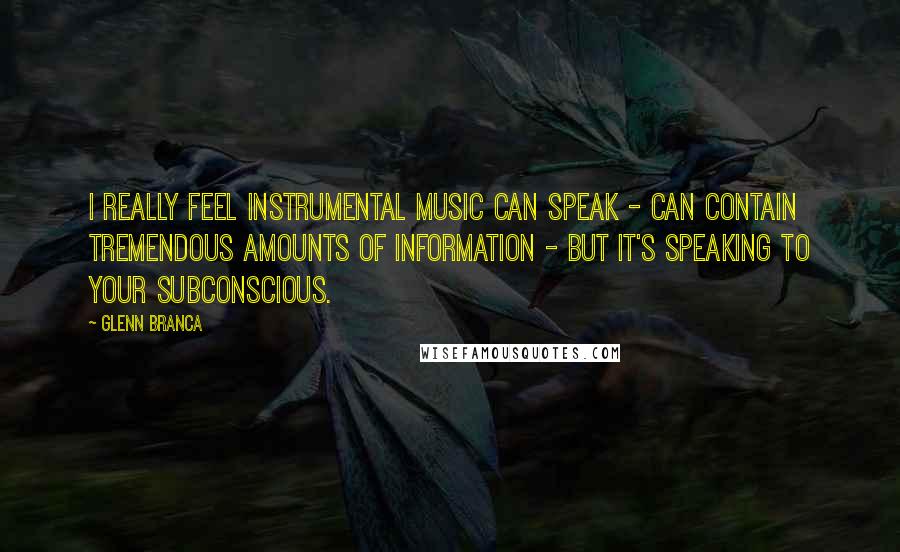 Glenn Branca Quotes: I really feel instrumental music can speak - can contain tremendous amounts of information - but it's speaking to your subconscious.