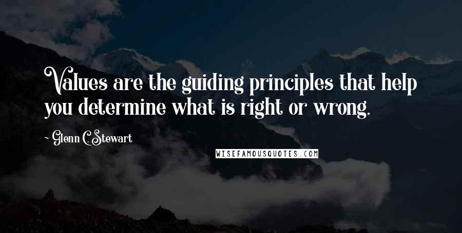 Glenn C. Stewart Quotes: Values are the guiding principles that help you determine what is right or wrong.